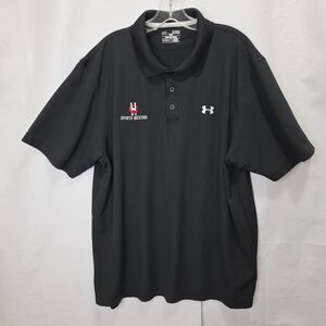 Under Armour Breathable Polo Shirt XL Loose Heatgear Black Short Sleeve Golf Men